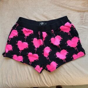 UGG Black Shorts with Pink Heart Design with pockets